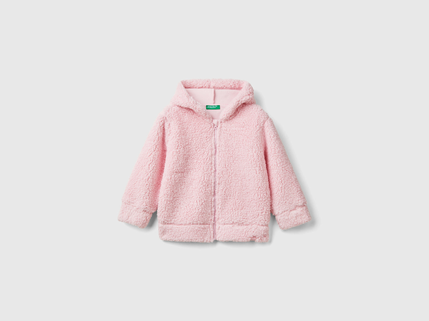 Felpa effetto orsetto con cappuccio da bimbo rosa | Benetton Outlet