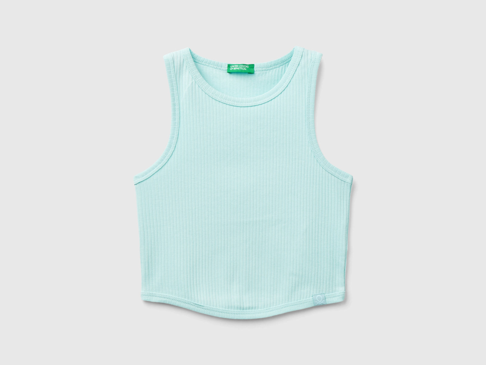 Canotta a costine da bambina verde acqua | Benetton Outlet