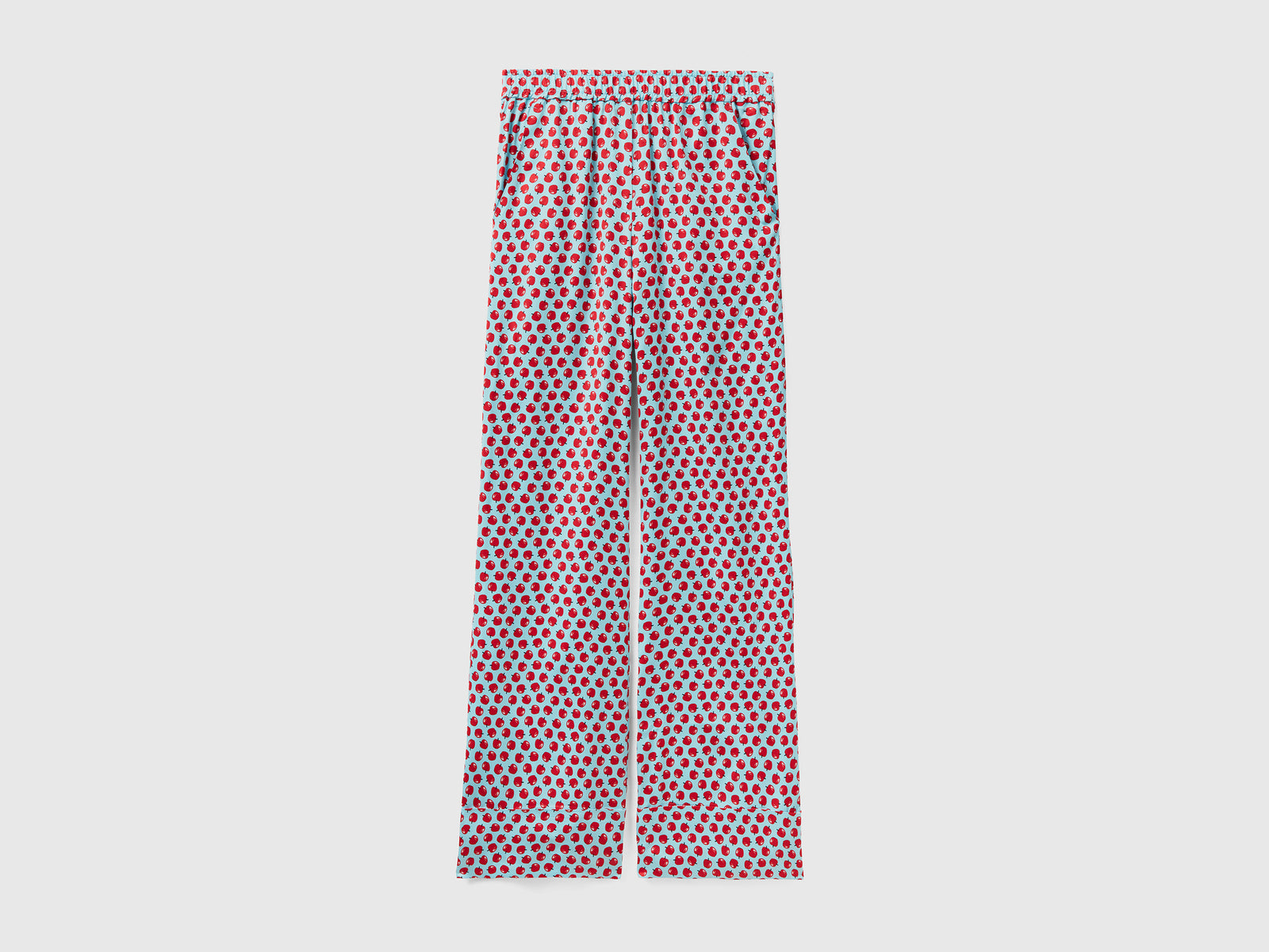 Pantaloni con pattern frutta da donna celeste | Benetton Outlet