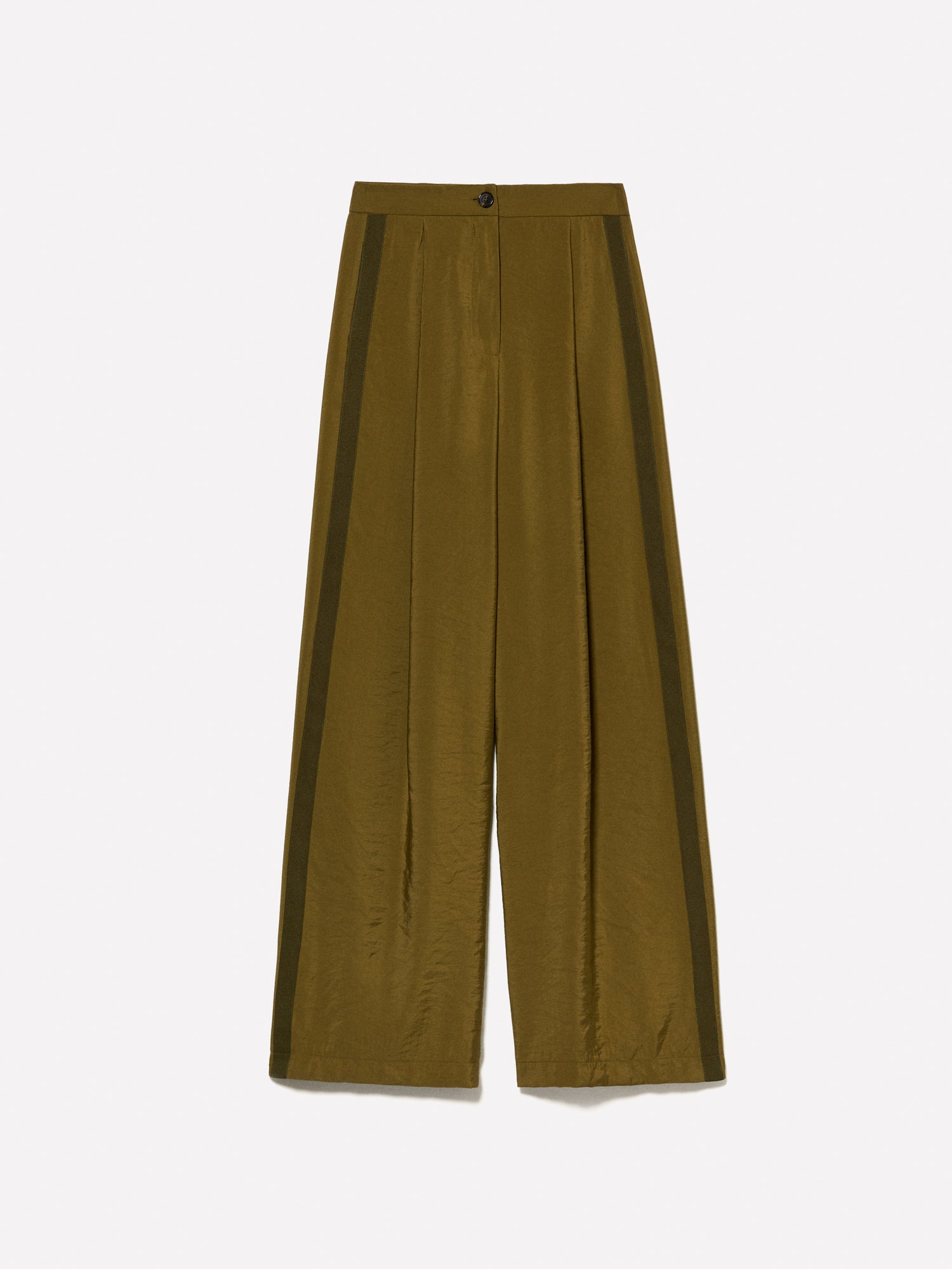 Pantaloni verde oliva scuro effetto stropicciato da donna verde militare | Sisley Outlet