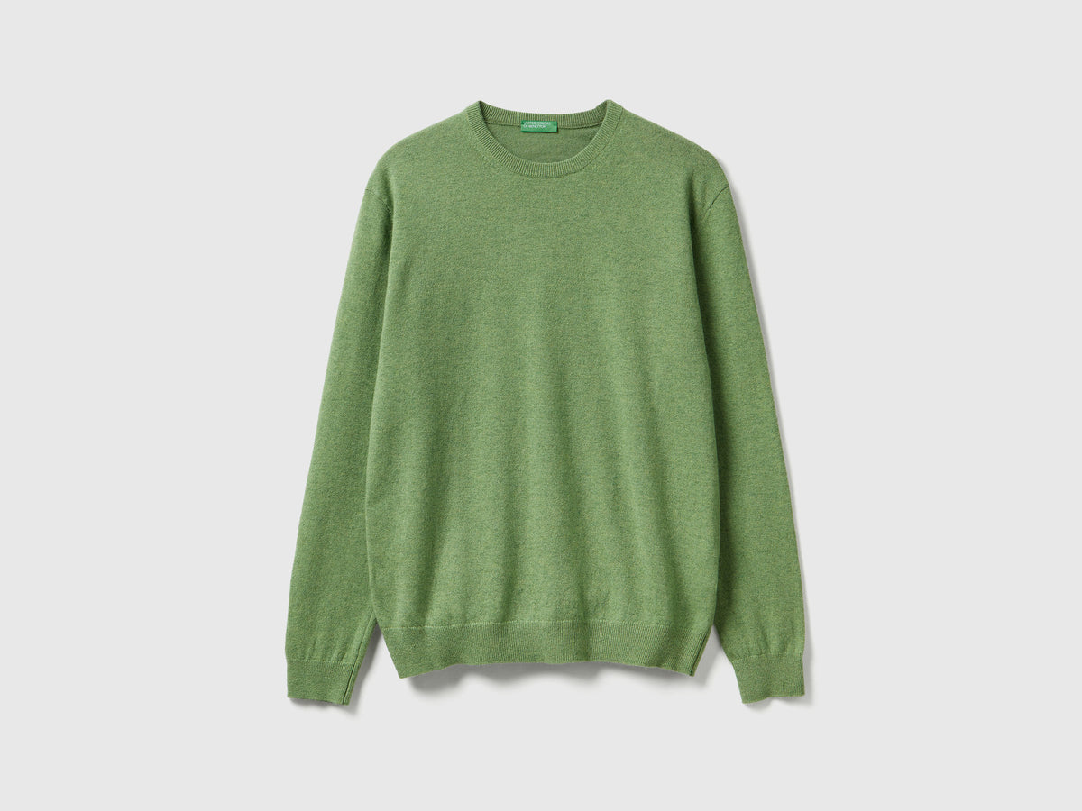 Maglia girocollo mélange in pura lana Merino