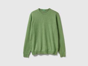 Maglia girocollo mélange in pura lana Merino