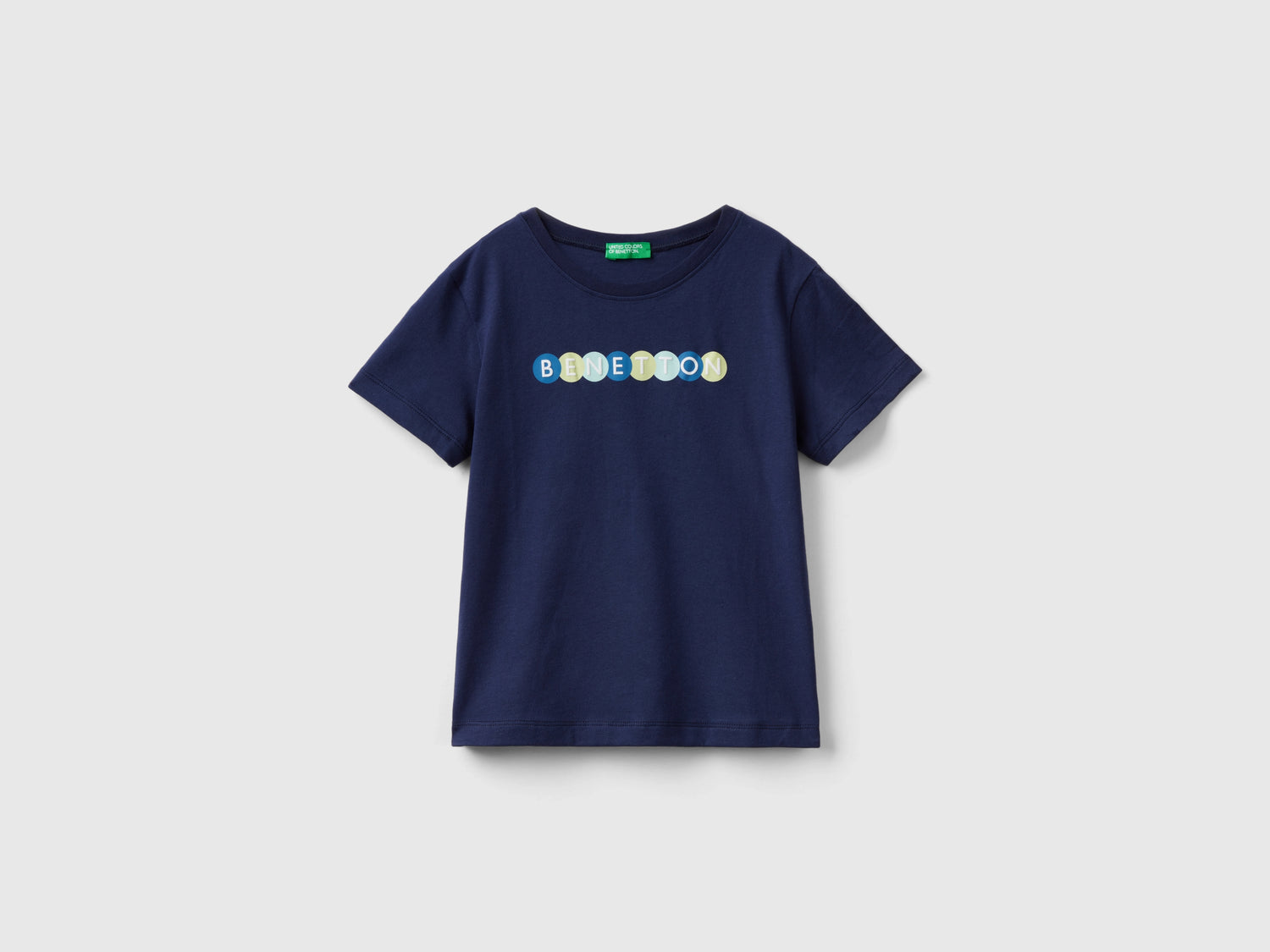 T-shirt 100% cotone bio con stampa da bimbo blu scuro | Benetton Outlet