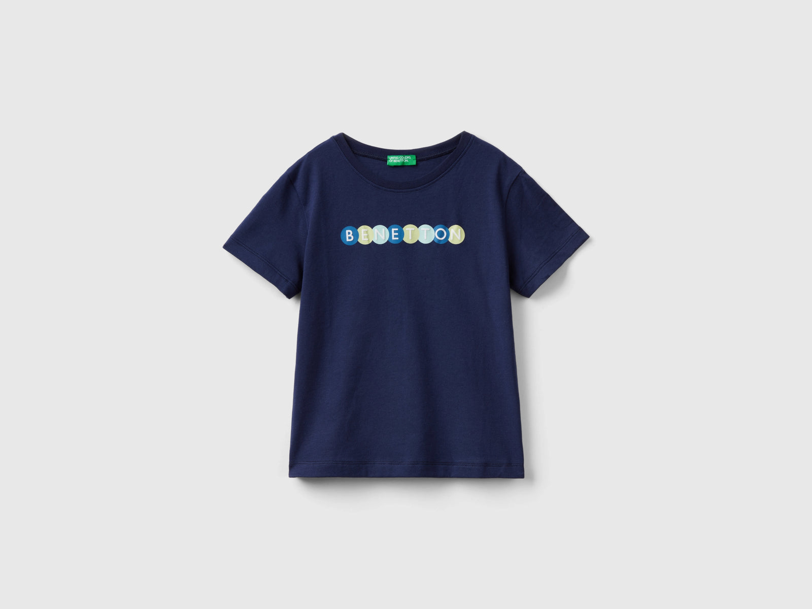 T-shirt 100% cotone bio con stampa da bimbo blu scuro | Benetton Outlet