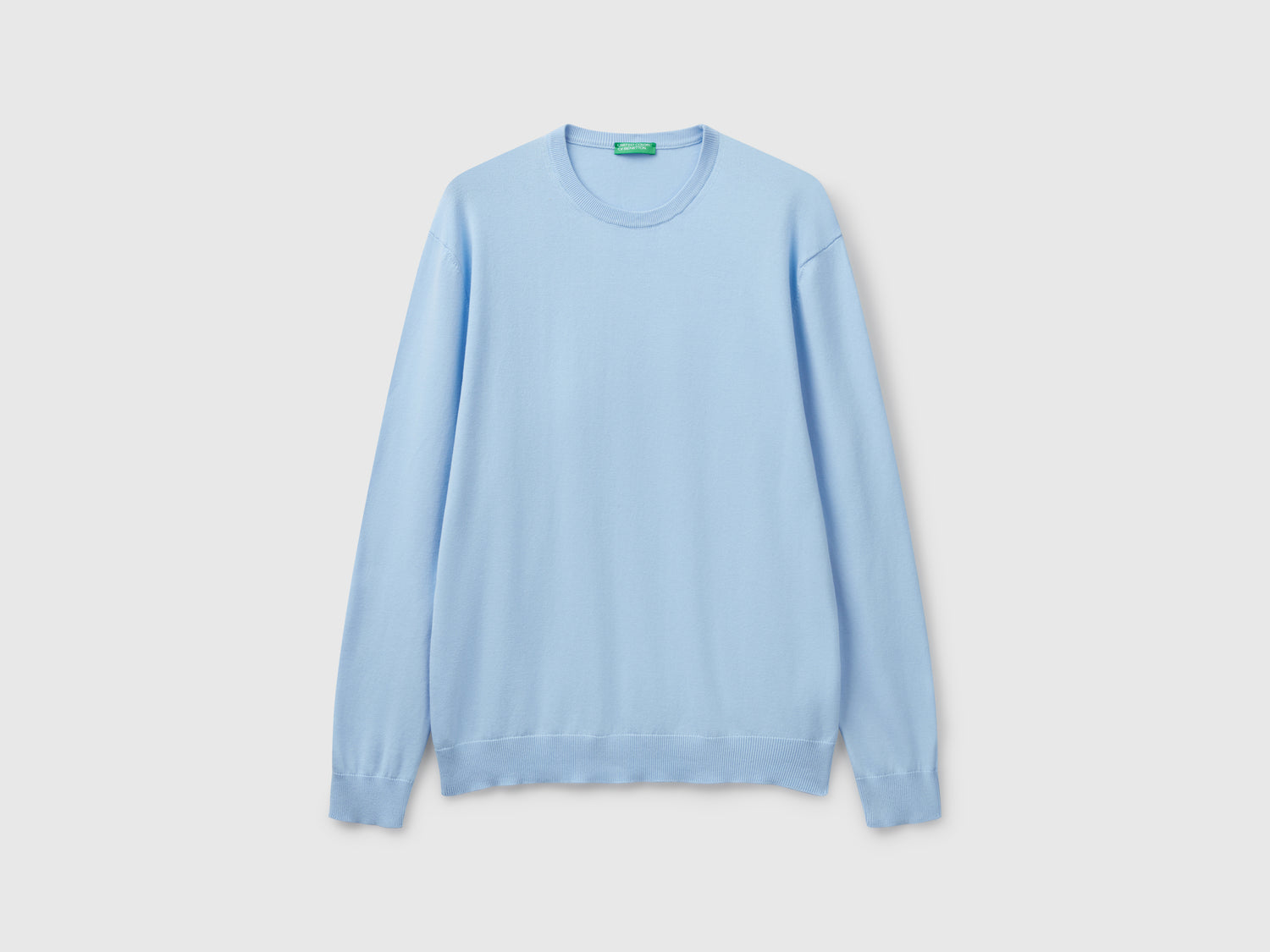 Maglia girocollo 100% cotone da uomo celeste | Benetton Outlet