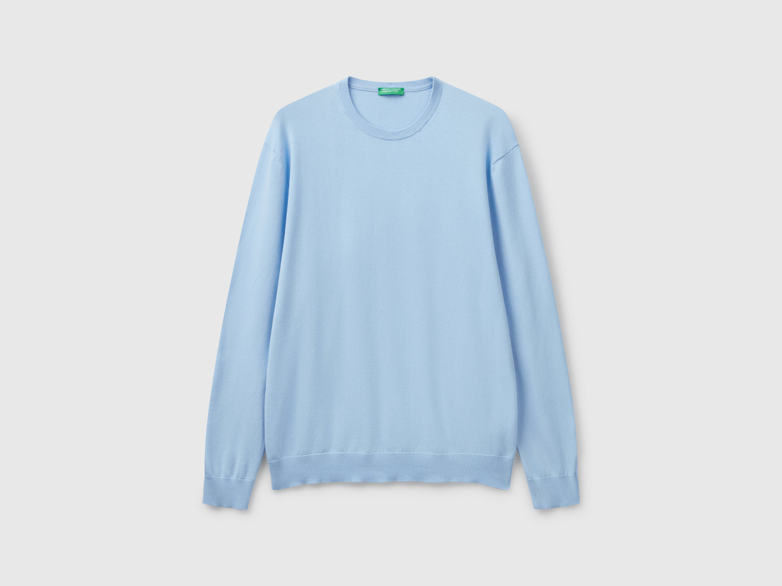 Maglia girocollo 100% cotone da uomo celeste | Benetton Outlet