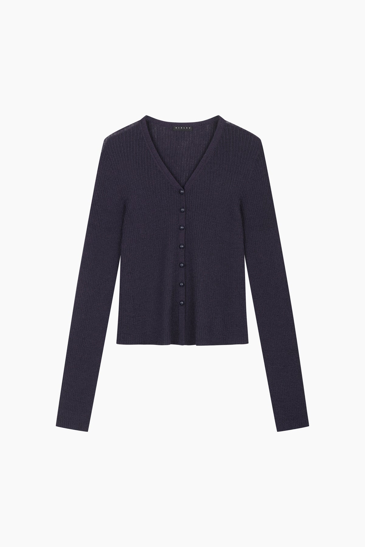 Cardigan blu con bottoni a perla