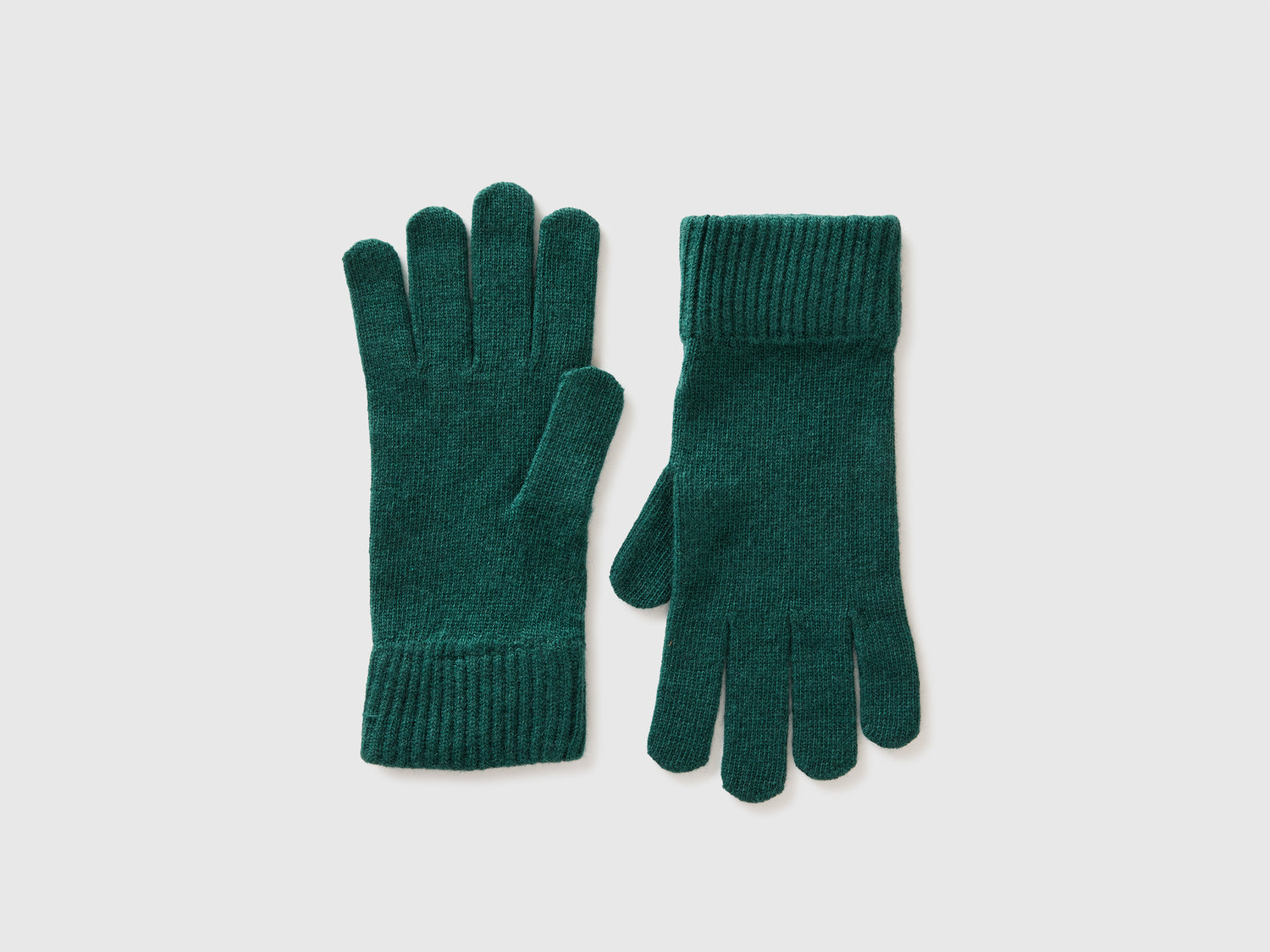 Guanti in pura lana vergine da uomo verde scuro | Benetton Outlet