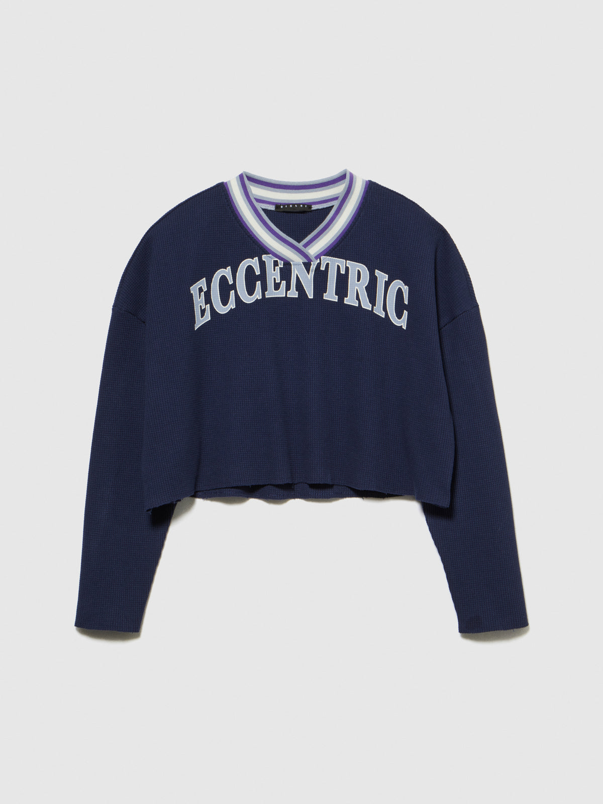 T-shirt con collo rigato e stampa