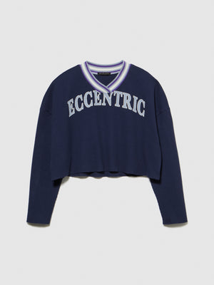 T-shirt con collo rigato e stampa