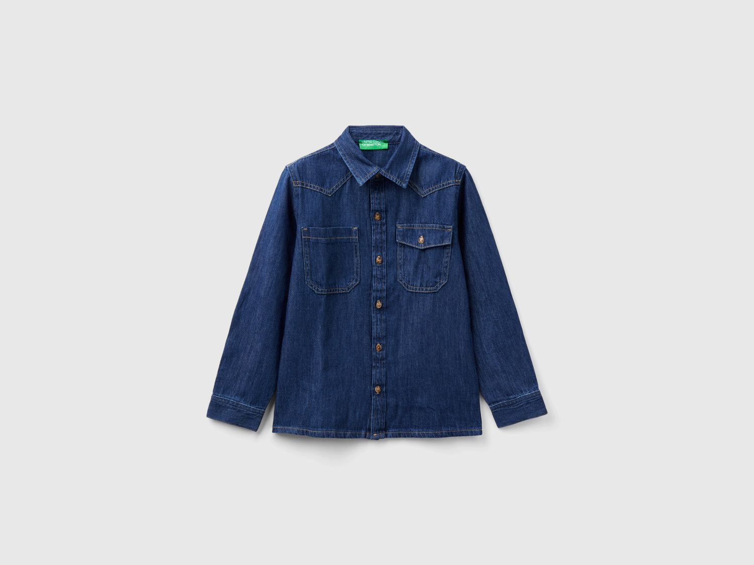 Camicia leggera di jeans da bambino blu | Benetton Outlet