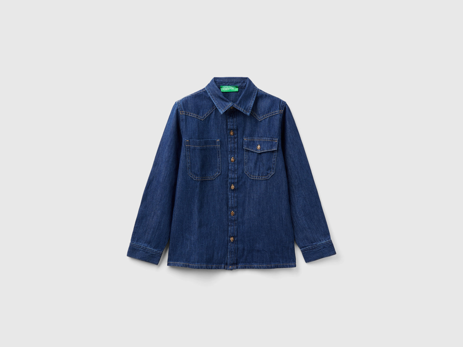 Camicia leggera di jeans da bambino blu | Benetton Outlet