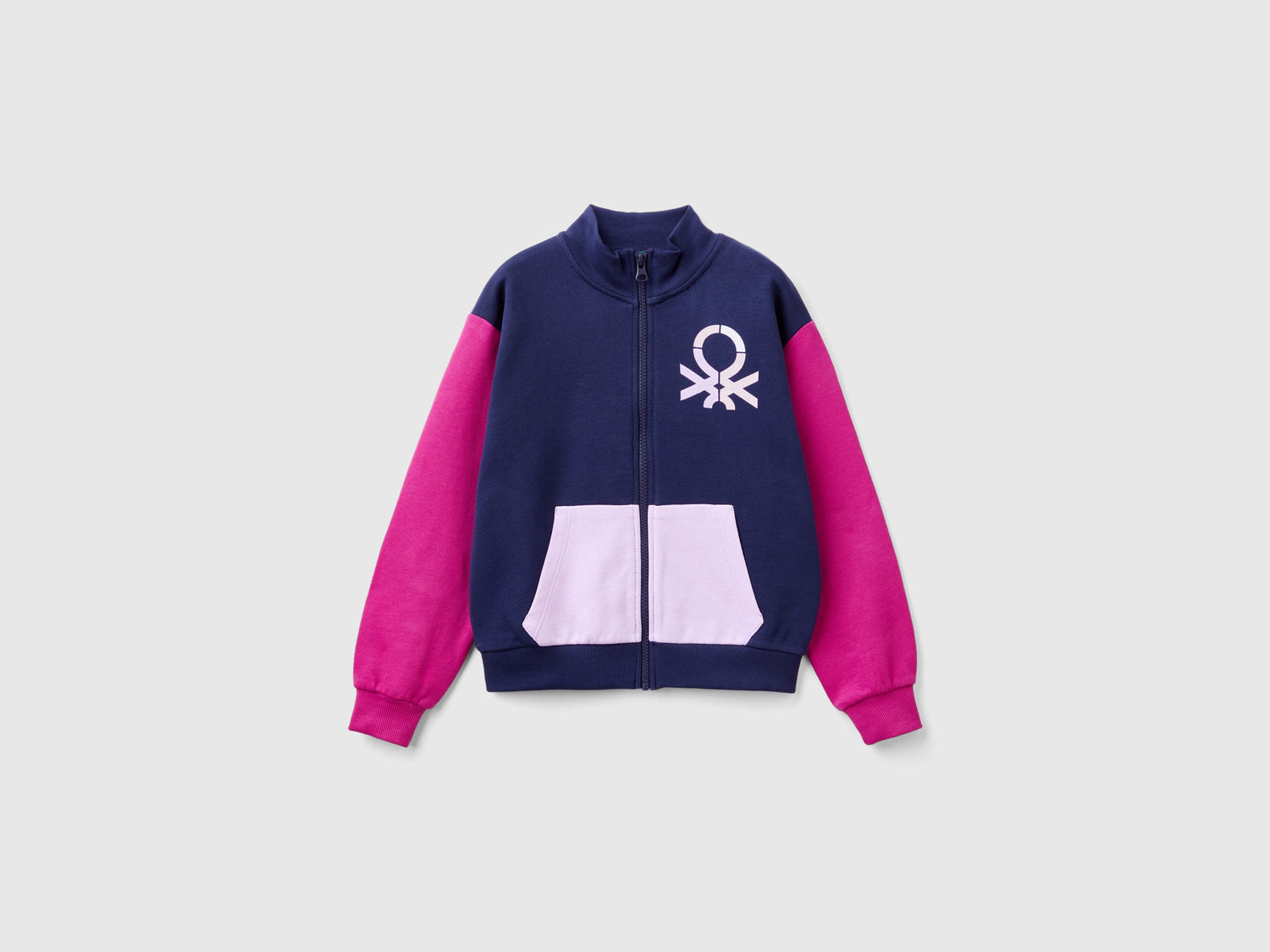 Felpa con zip e colletto da bambina multi-color | Benetton Outlet