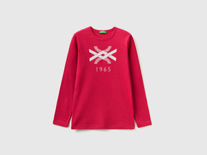 T-shirt manica lunga con stampa glitter