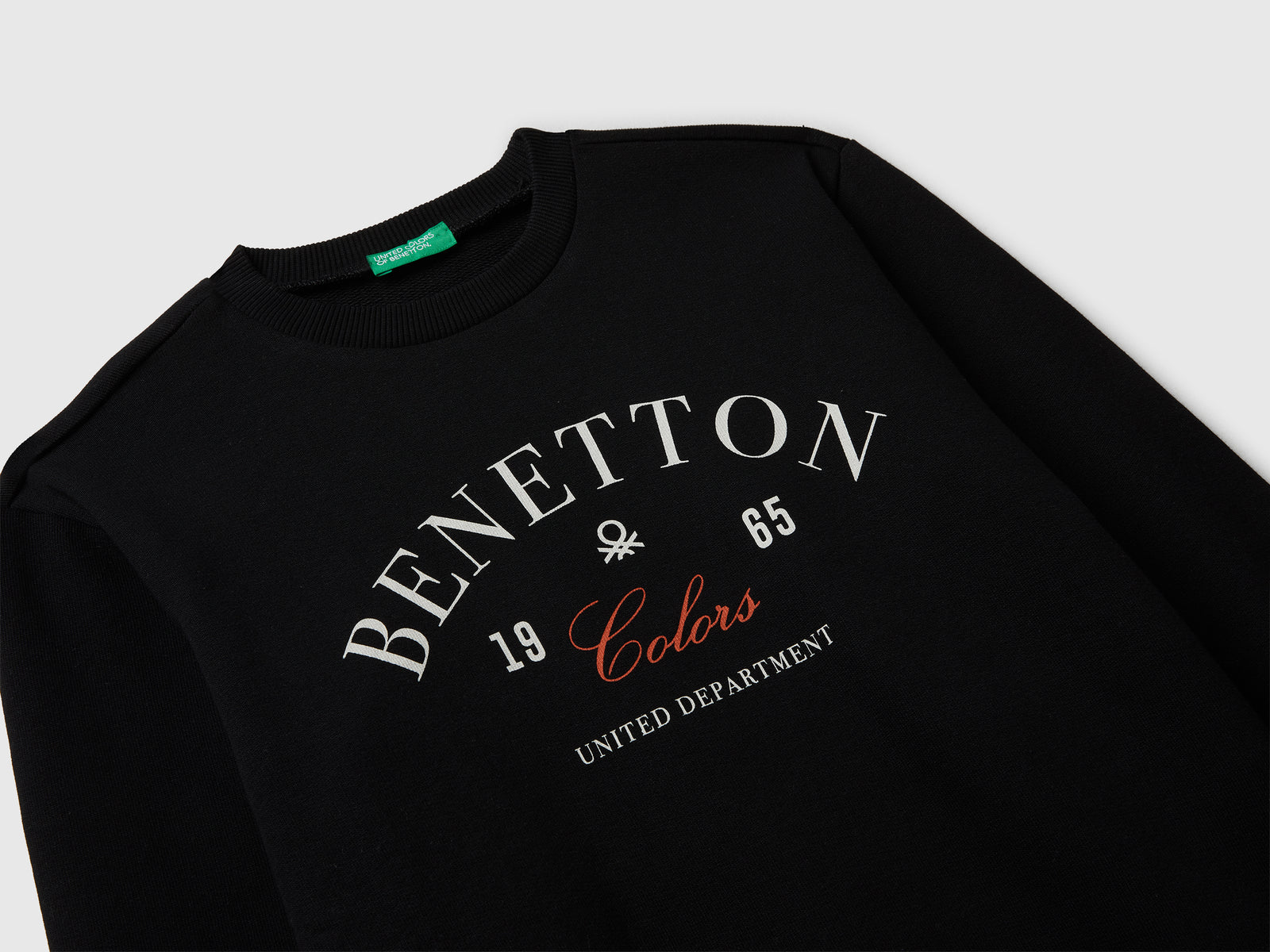 Felpa con logo in cotone da bambino nero 3 | Benetton Outlet
