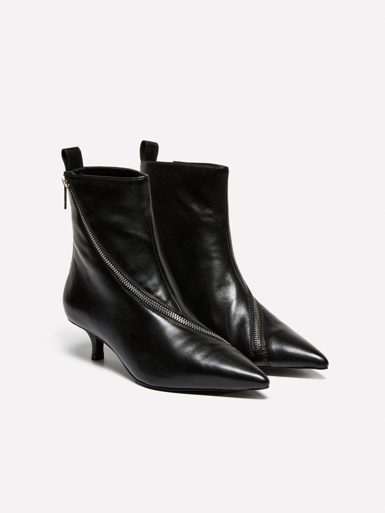 Tronchetti in pelle con cerniera da donna nero | Sisley Outlet