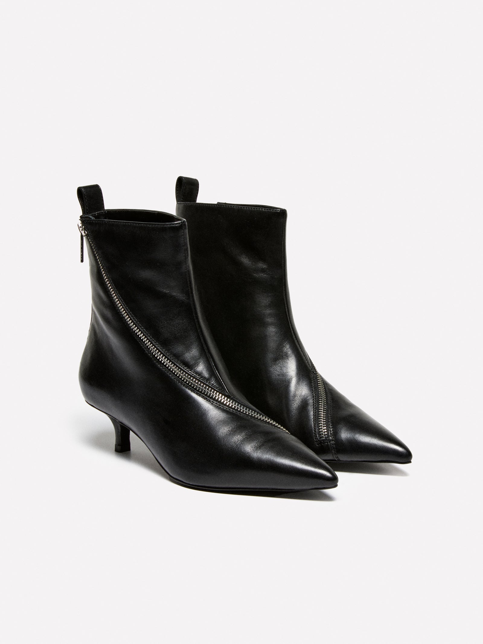 Tronchetti in pelle con cerniera da donna nero | Sisley Outlet