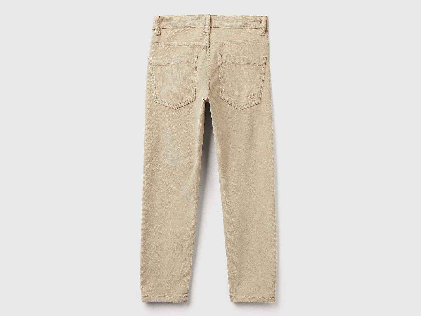 Pantaloni slim fit in velluto stretch da bambino beige 2 | Benetton Outlet