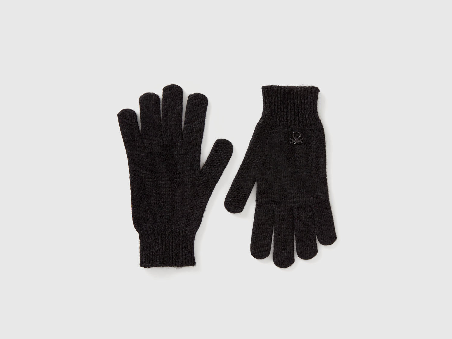Guanti in maglia con logo da bambino nero | Benetton Outlet