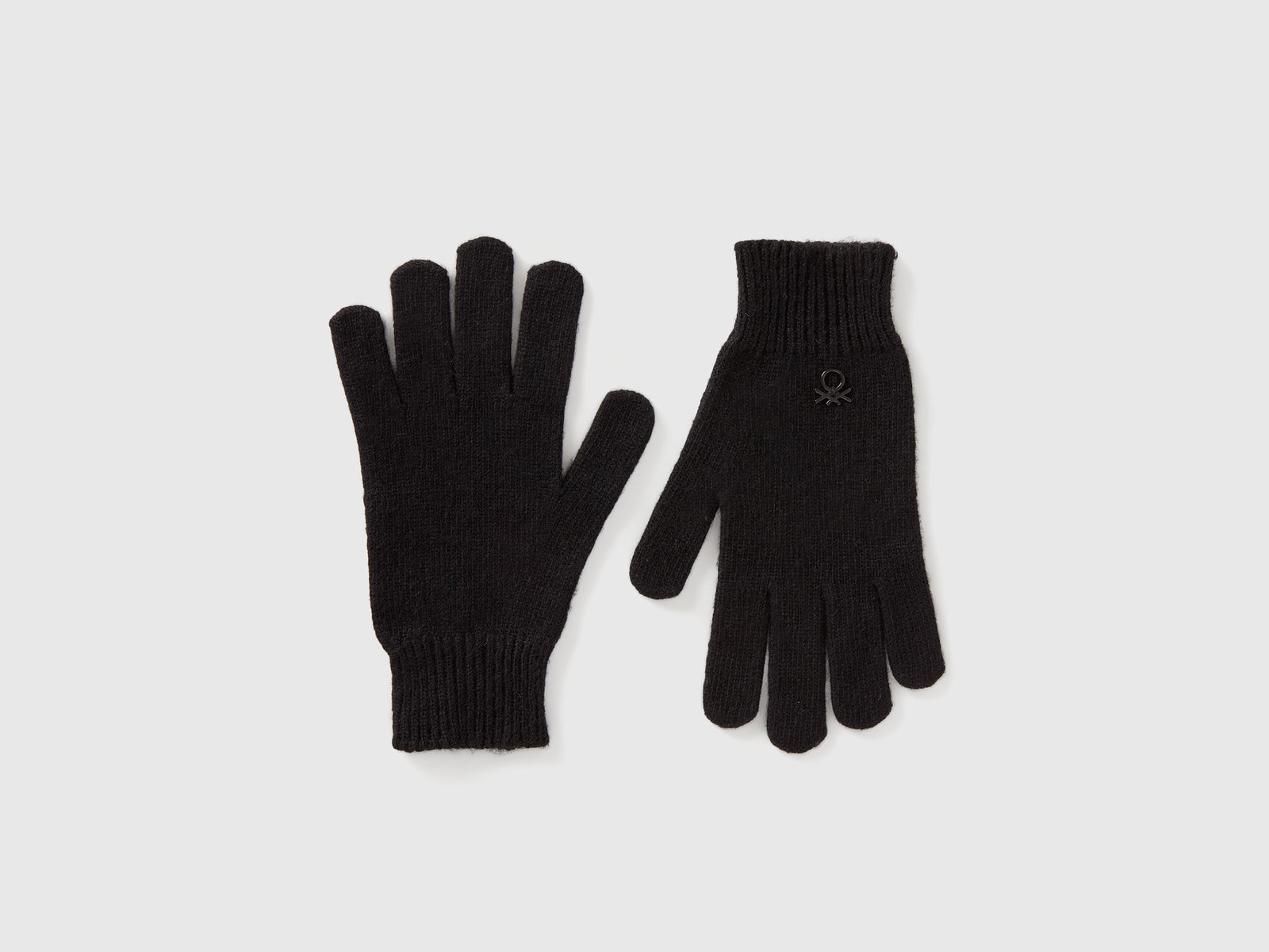 Guanti in maglia con logo da bambino nero | Benetton Outlet