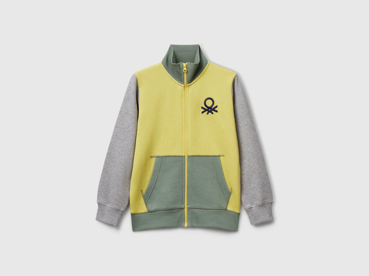 Felpa con zip in puro cotone