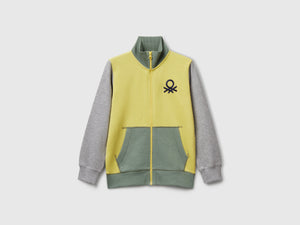 Felpa con zip in puro cotone