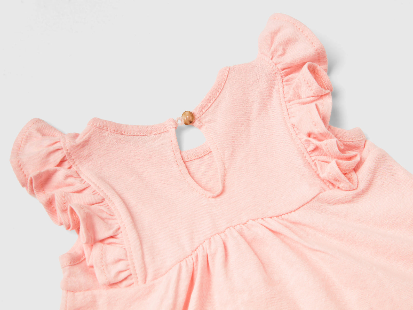 Maglietta in misto lino con rouches da neonato rosa 2 | Benetton Outlet