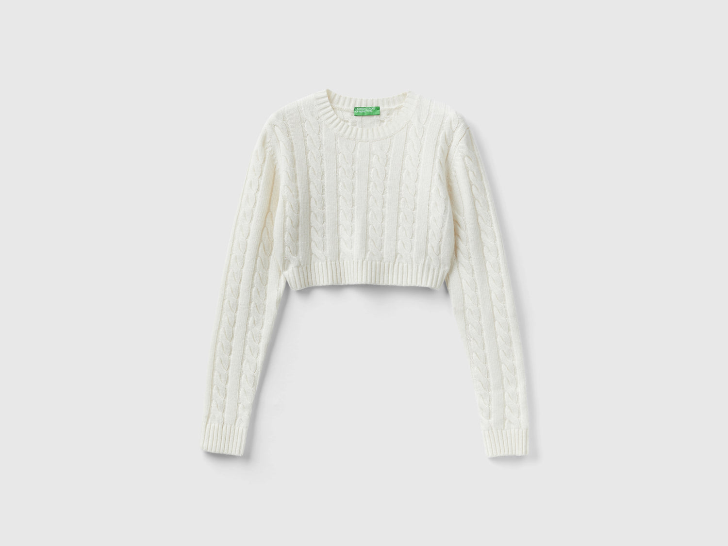 Maglia cropped con trecce da donna bianco | Benetton Outlet
