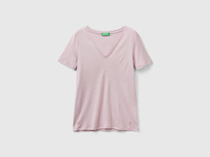 T-shirt in puro cotone con scollo a V