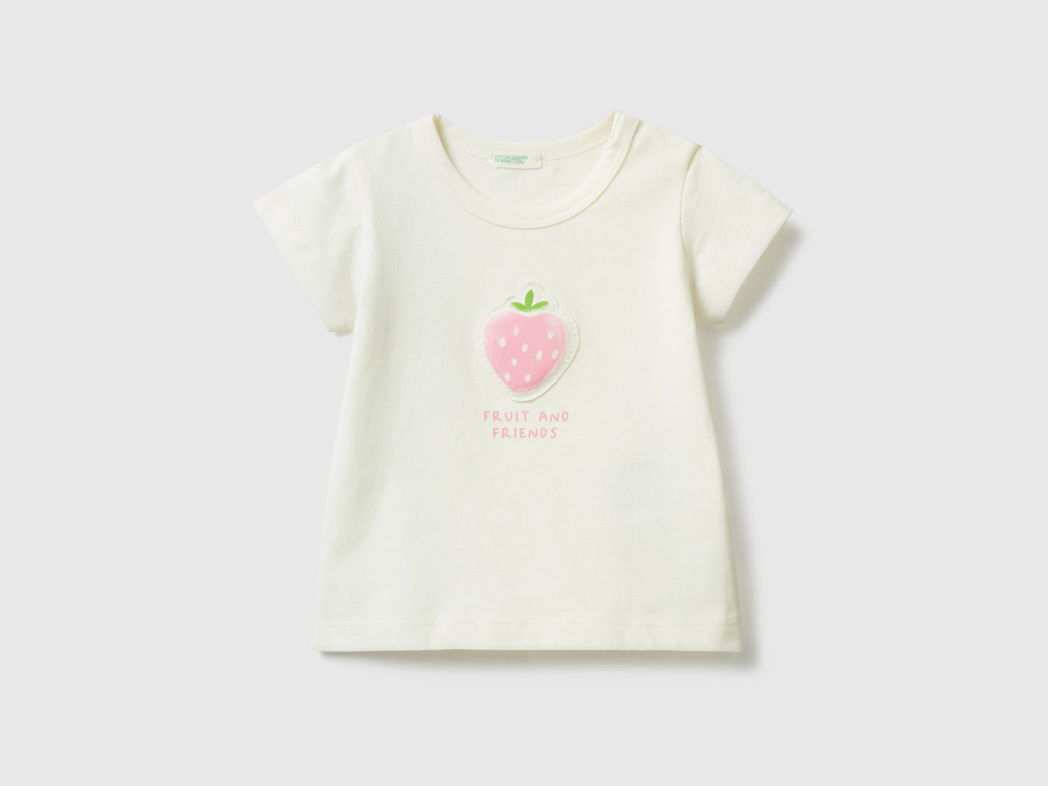 T-shirt con patch e stampa da neonato bianco | Benetton Outlet