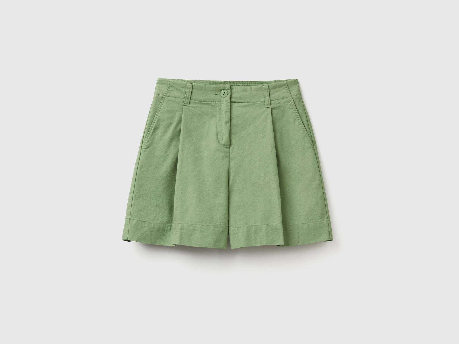 Shorts in cotone elasticizzato da donna verde | Benetton Outlet