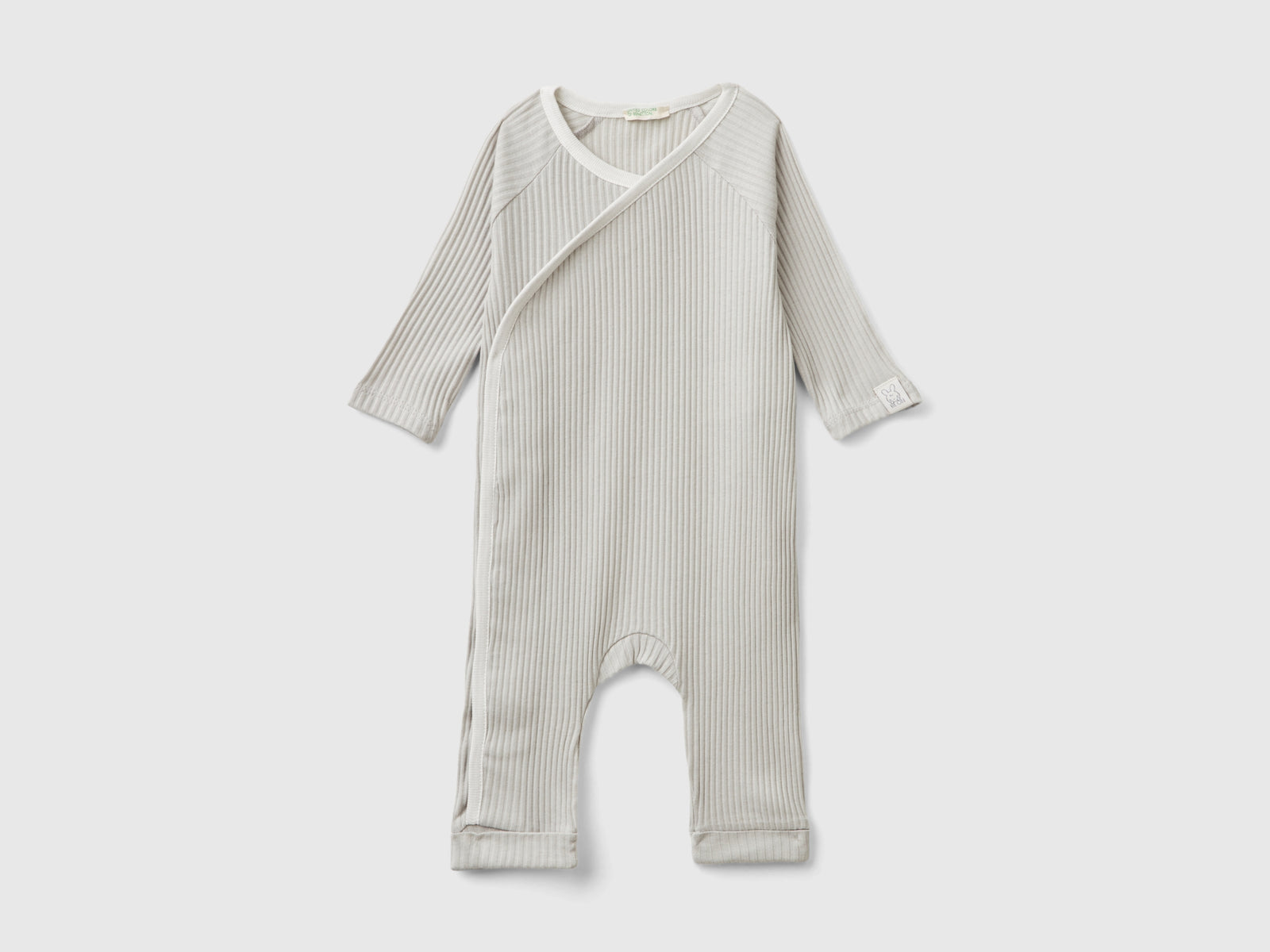 Tutina a costine in cotone bio da neonato grigio chiaro | Benetton Outlet