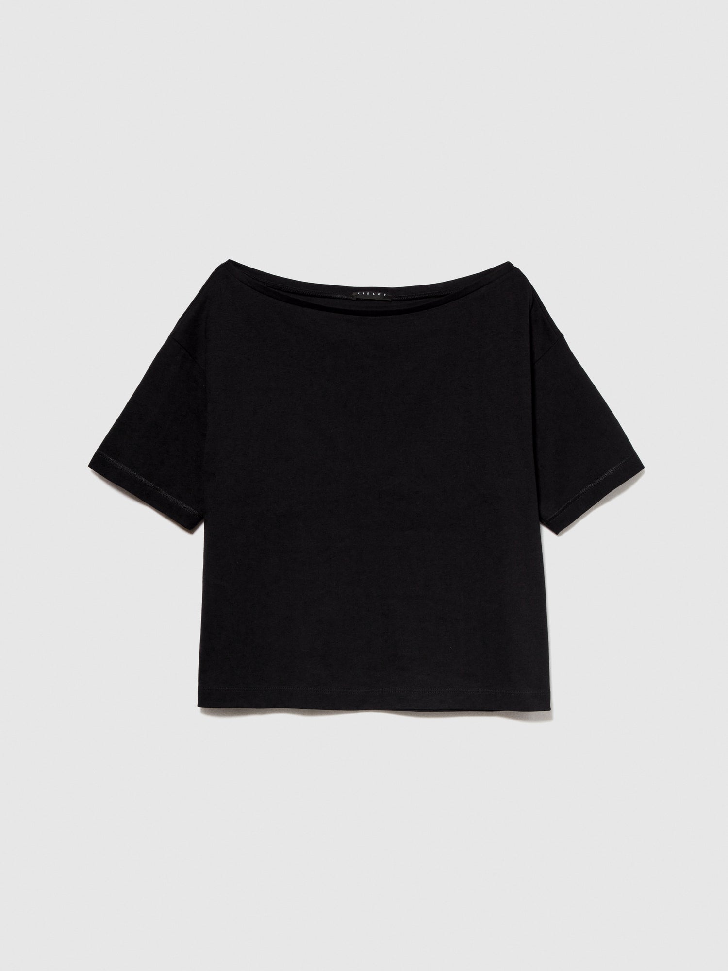 T-shirt con scollo a barca da donna nero | Sisley Outlet
