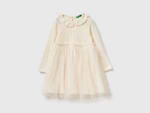 Abito con colletto in tulle