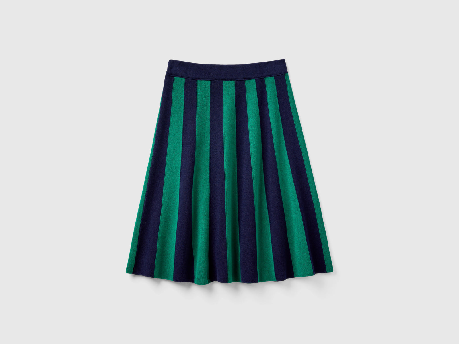 Gonna midi a righe verticali da donna verde 2 | Benetton Outlet