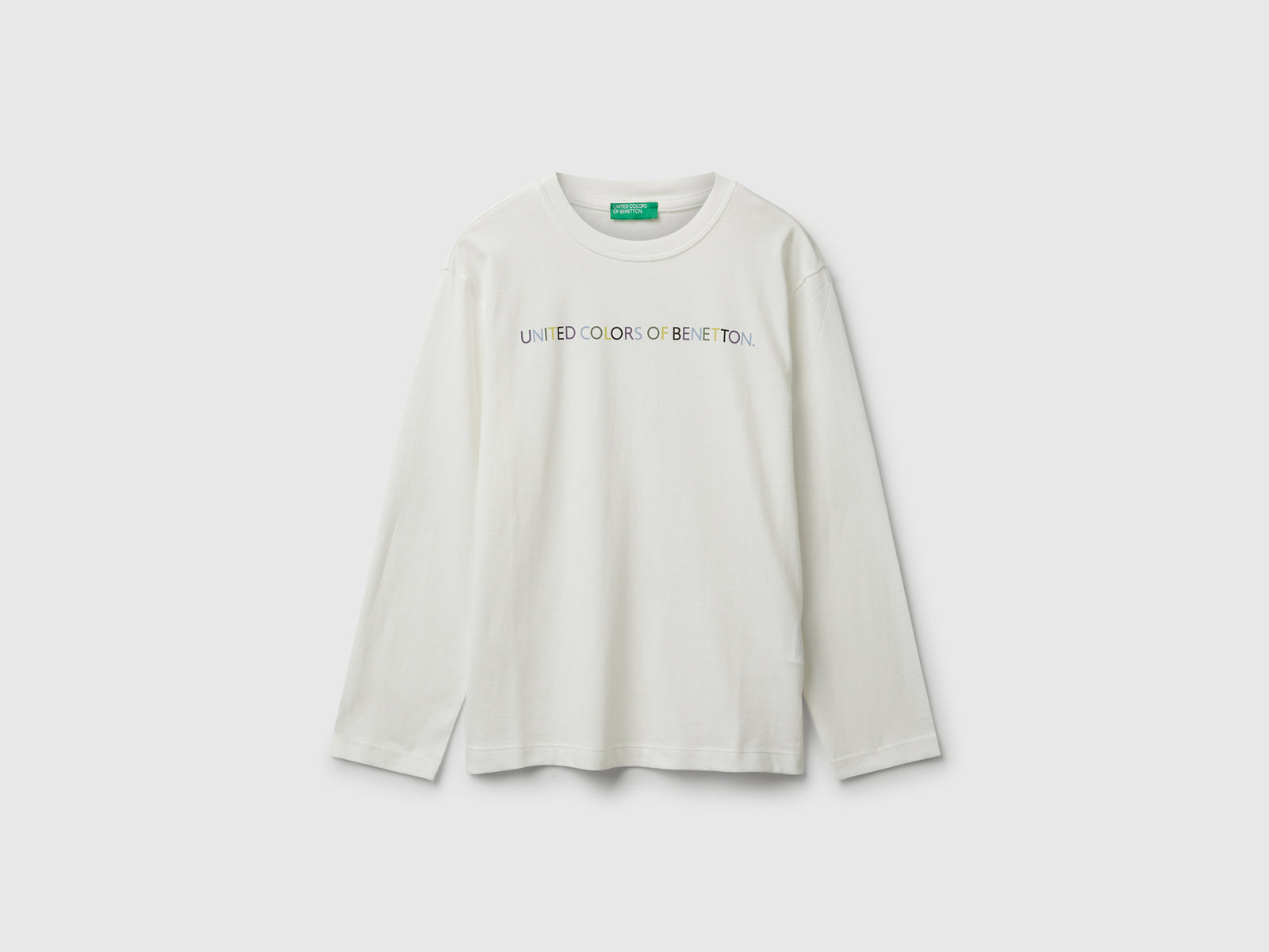 T-shirt in cotone da bambino bianco panna | Benetton Outlet