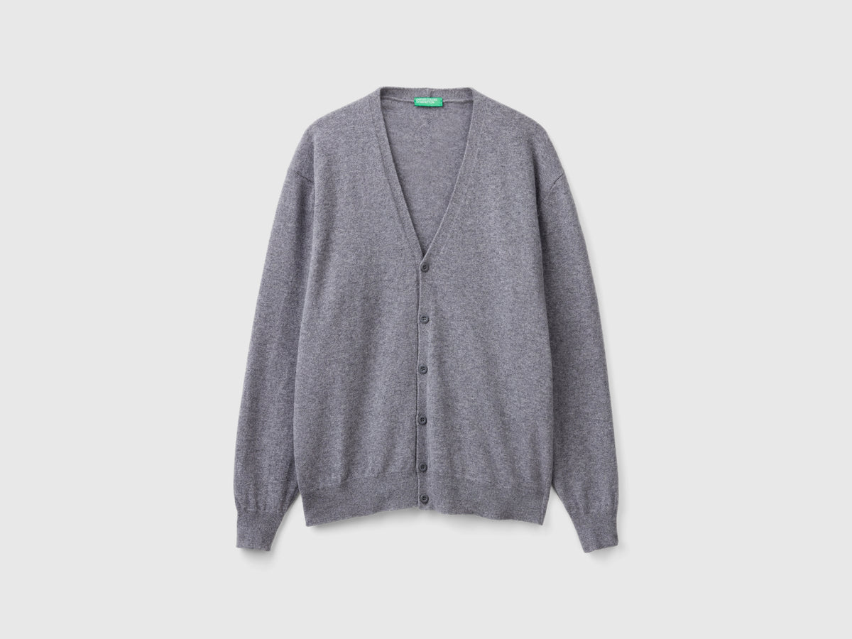 Cardigan scollo a V in pura lana Merino
