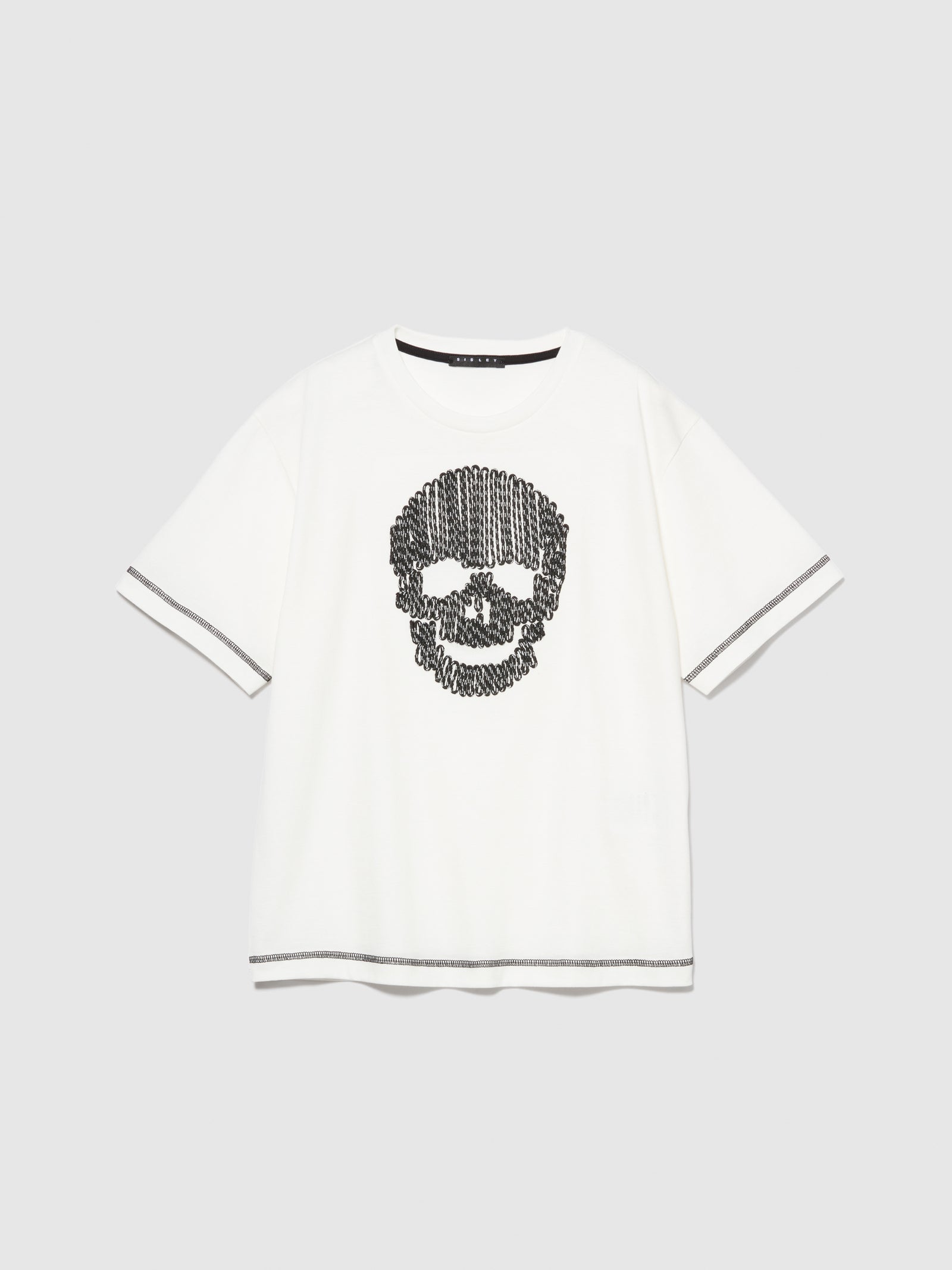 T-shirt con ricamo da bambino bianco | Sisley young Outlet