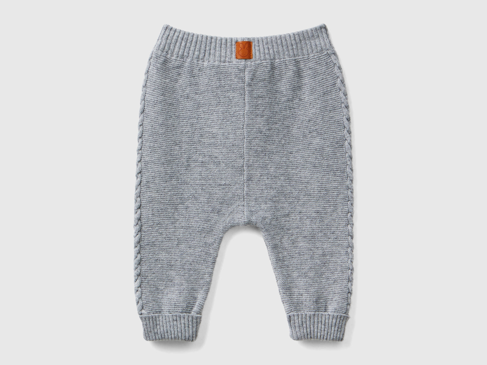 Pantaloni con trecce in misto lana riciclata da neonato grigio chiaro 2 | Benetton Outlet