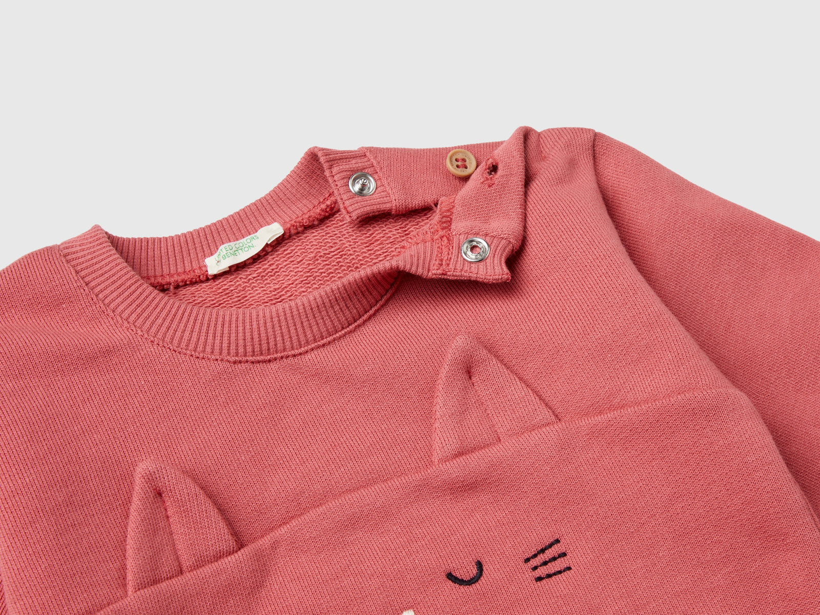 Felpa con ricamo e patch in cotone bio da neonato malva 3 | Benetton Outlet