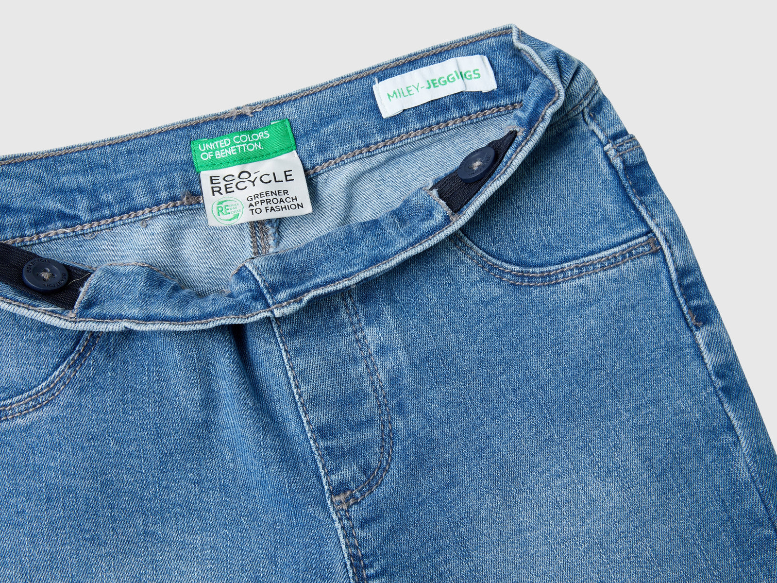 Jeggings in denim stretch da bimba azzurro 3 | Benetton Outlet