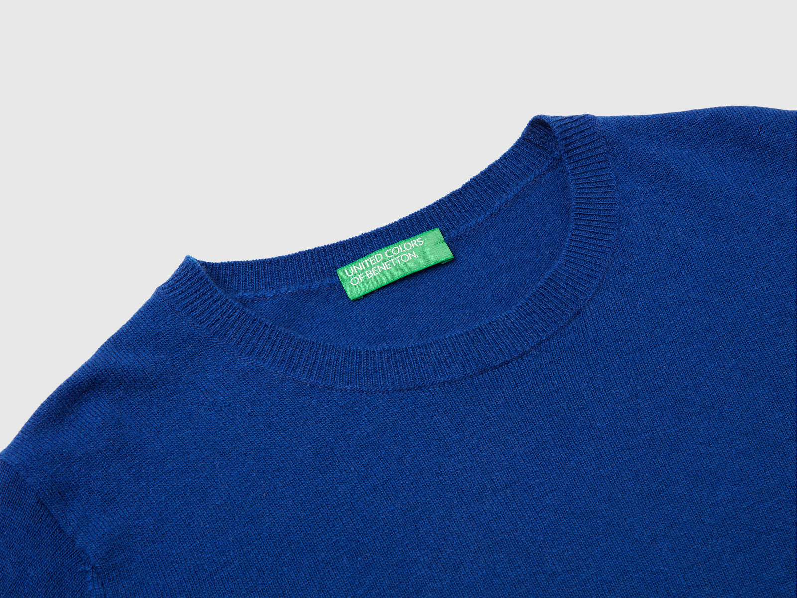 Maglia girocollo in lana Merino da donna blu 3 | Benetton Outlet