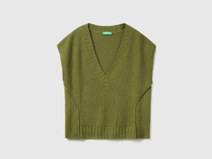 Gilet con scollo a V in misto lana