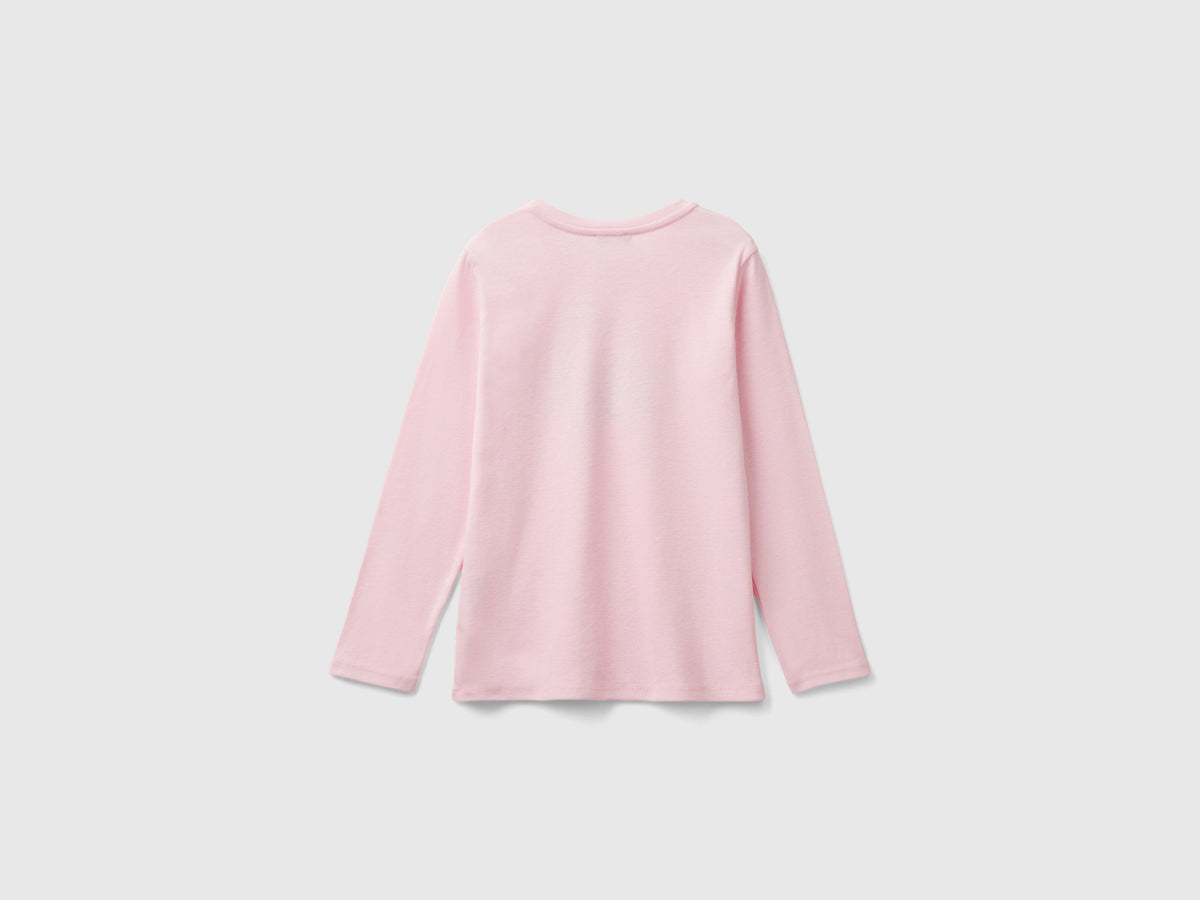 T-shirt manica lunga con stampa glitter