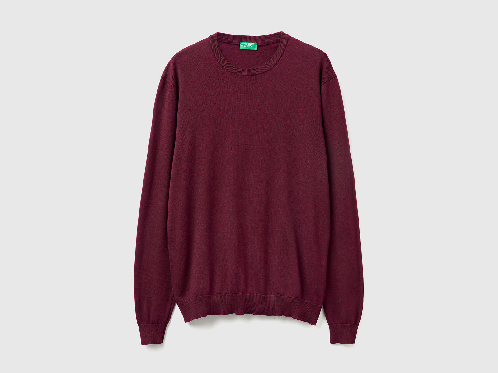 Maglia girocollo 100% cotone da uomo bordeaux | Benetton Outlet