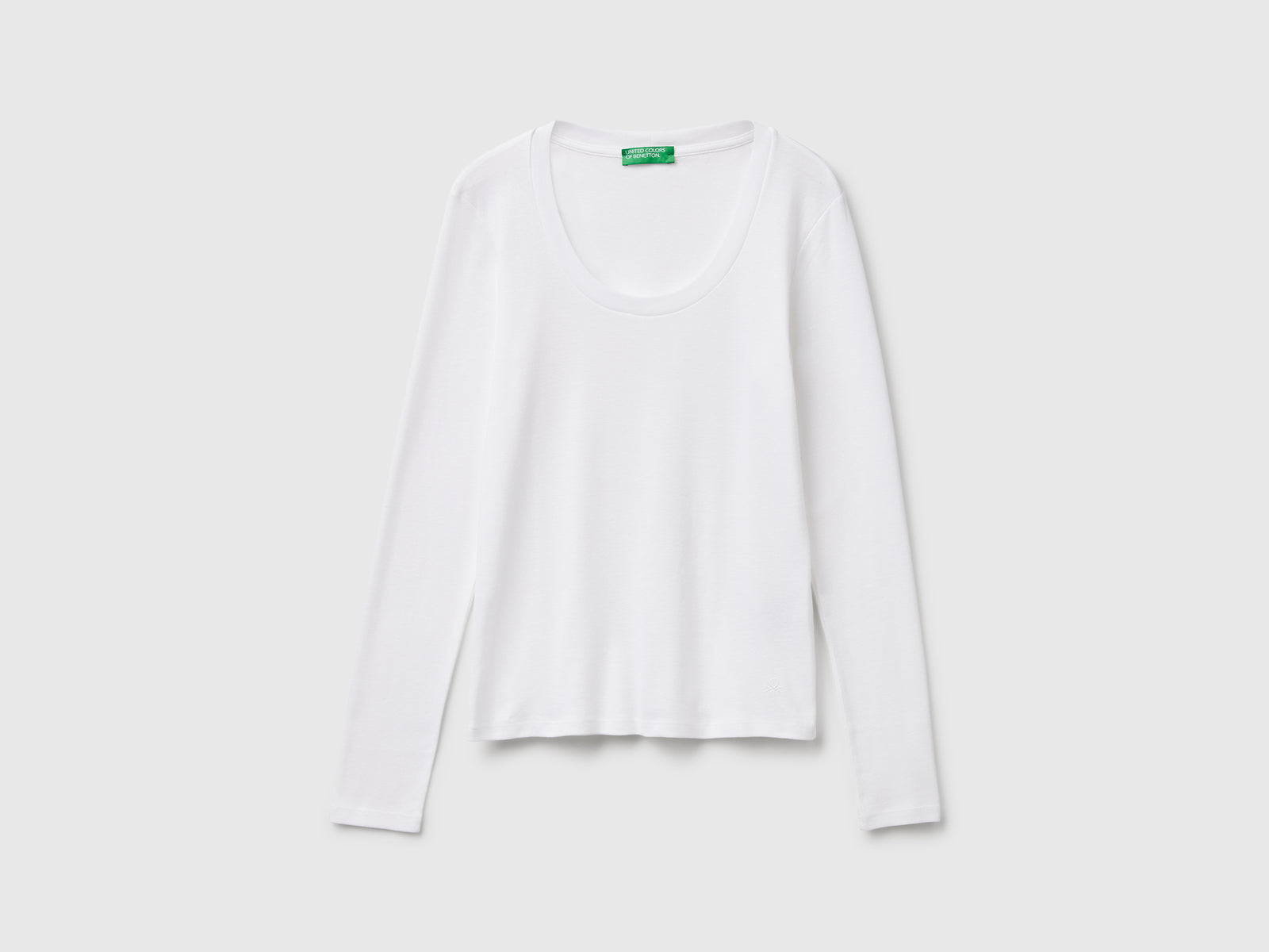 T-shirt manica lunga in puro cotone da donna bianco | Benetton Outlet