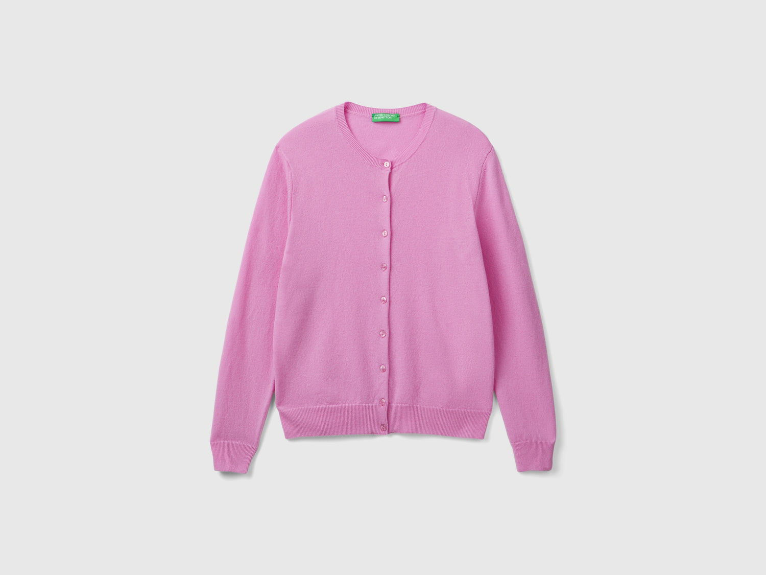 Cardigan girocollo in pura lana Merino da donna lilla | Benetton Outlet