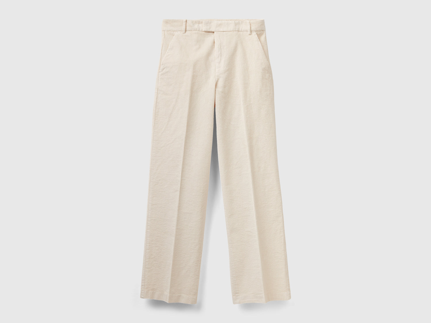 Pantaloni straight in velluto a coste da donna bianco panna | Benetton Outlet