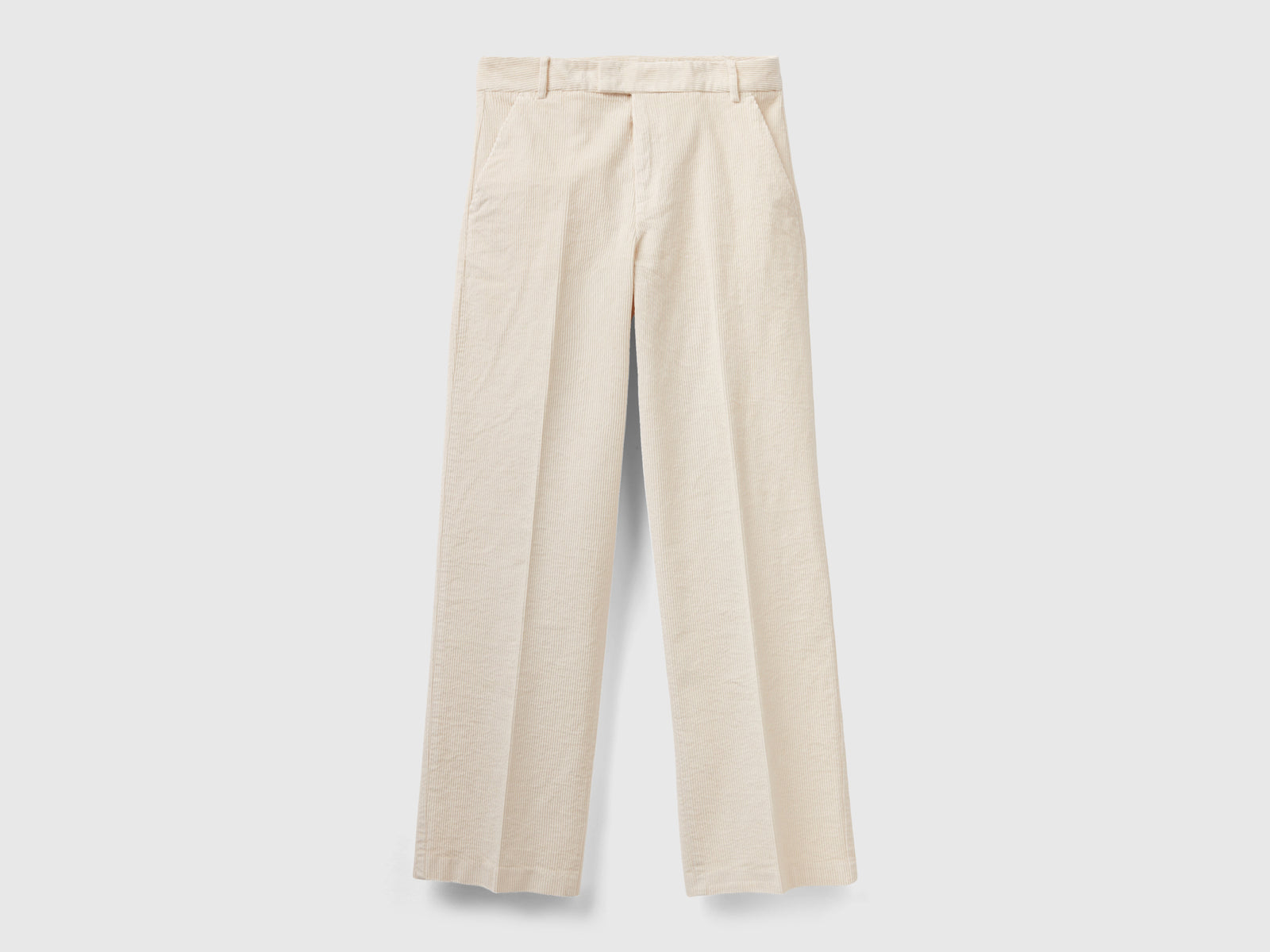 Pantaloni straight in velluto a coste da donna bianco panna | Benetton Outlet