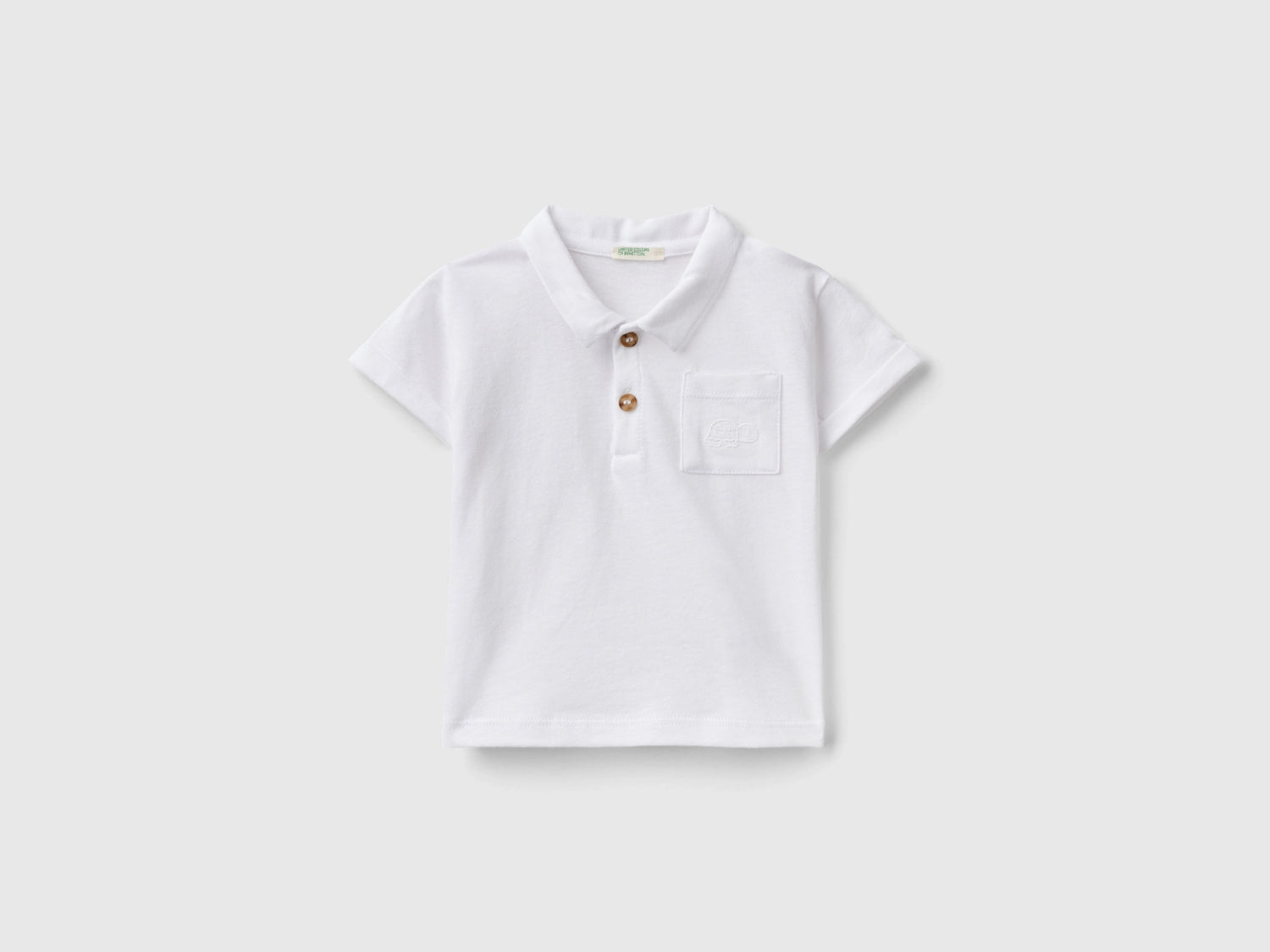 Polo in misto lino da neonato bianco | Benetton Outlet